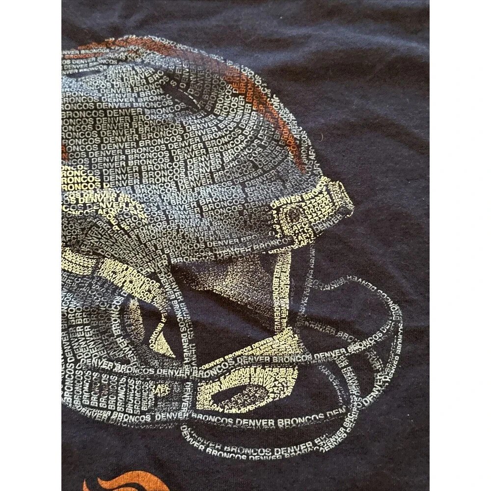Denver Broncos Tshirt Helmet Logo T Shirt 2010 Blue NFL Football Size Large L - Picture 4 of 15